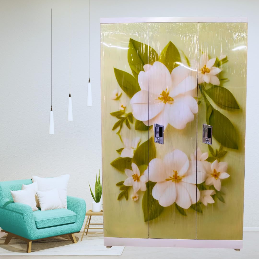POPULAR ENTERPRISE Digital Floral Print Steel Almirah, 3 Pannel
