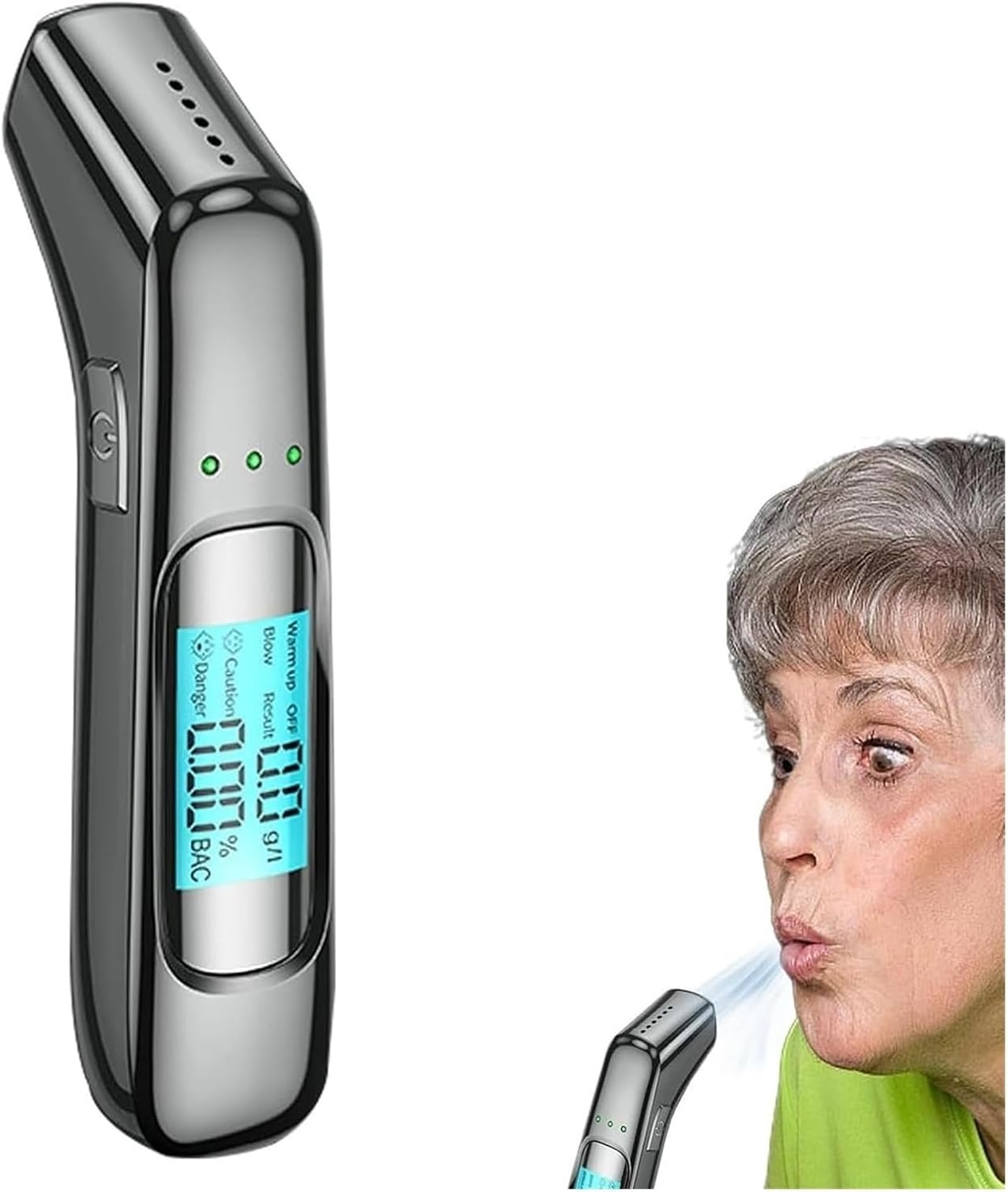 Portable Car Alcohol Breath Monitor, LCD Digital Screen, 3-Color Alert, 5S Fast Read Non-Contact