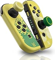 Vista 4 de Tapas de botón de interruptor, tapas de agarre de pulgar OLED para interruptor, tapas de palanca de mando para Switch lite - Amarillo y verde