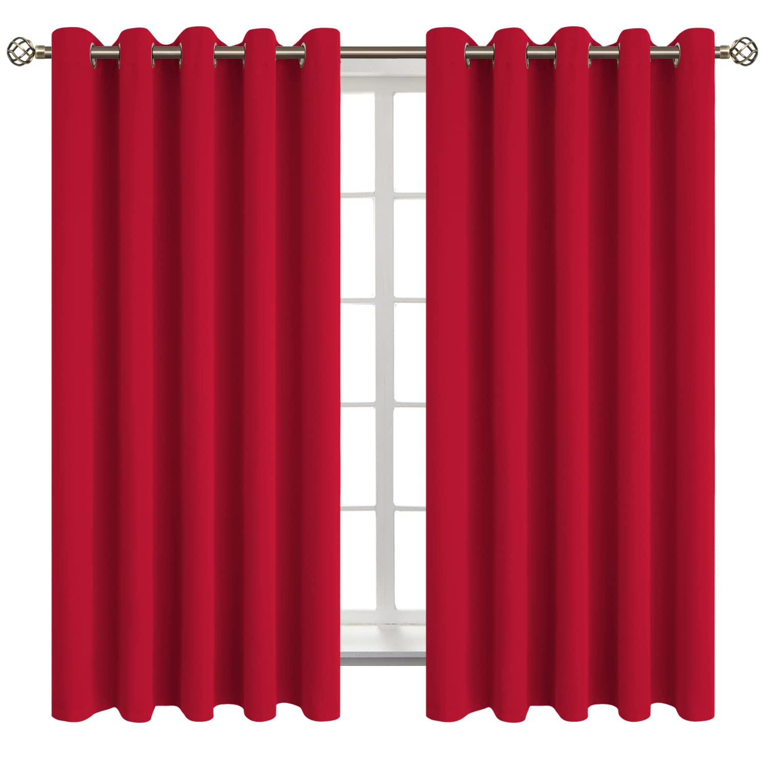 BGment Red Blackout Curtains for Bedroom 63 Inch Long - 2 Panels