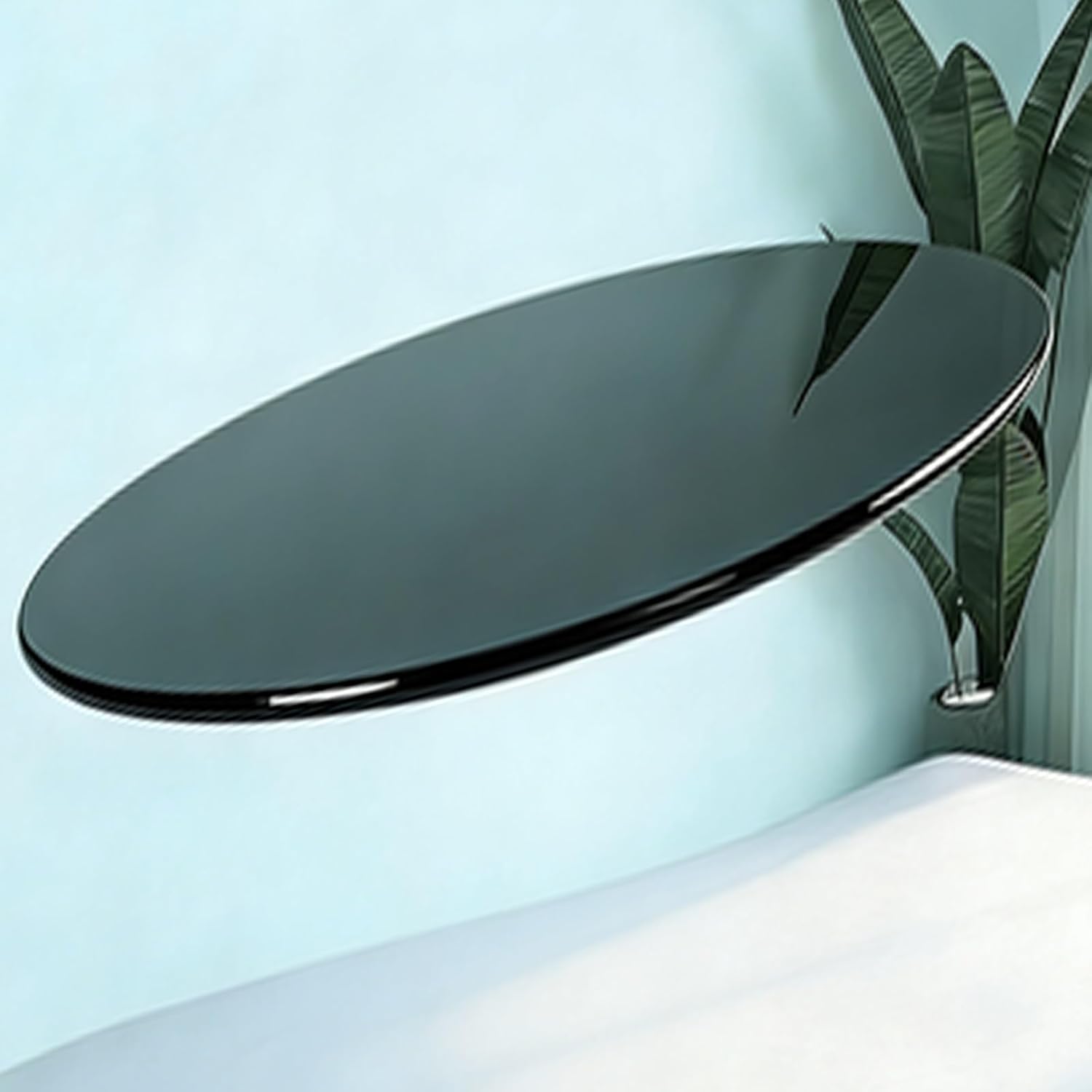 Round Glass Table Top, Black Impact Resistant Tempered Glass Table Top, Flat Polished Edge Minimalist Design for Restaurant Living Room Table(45CM(17.7IN))