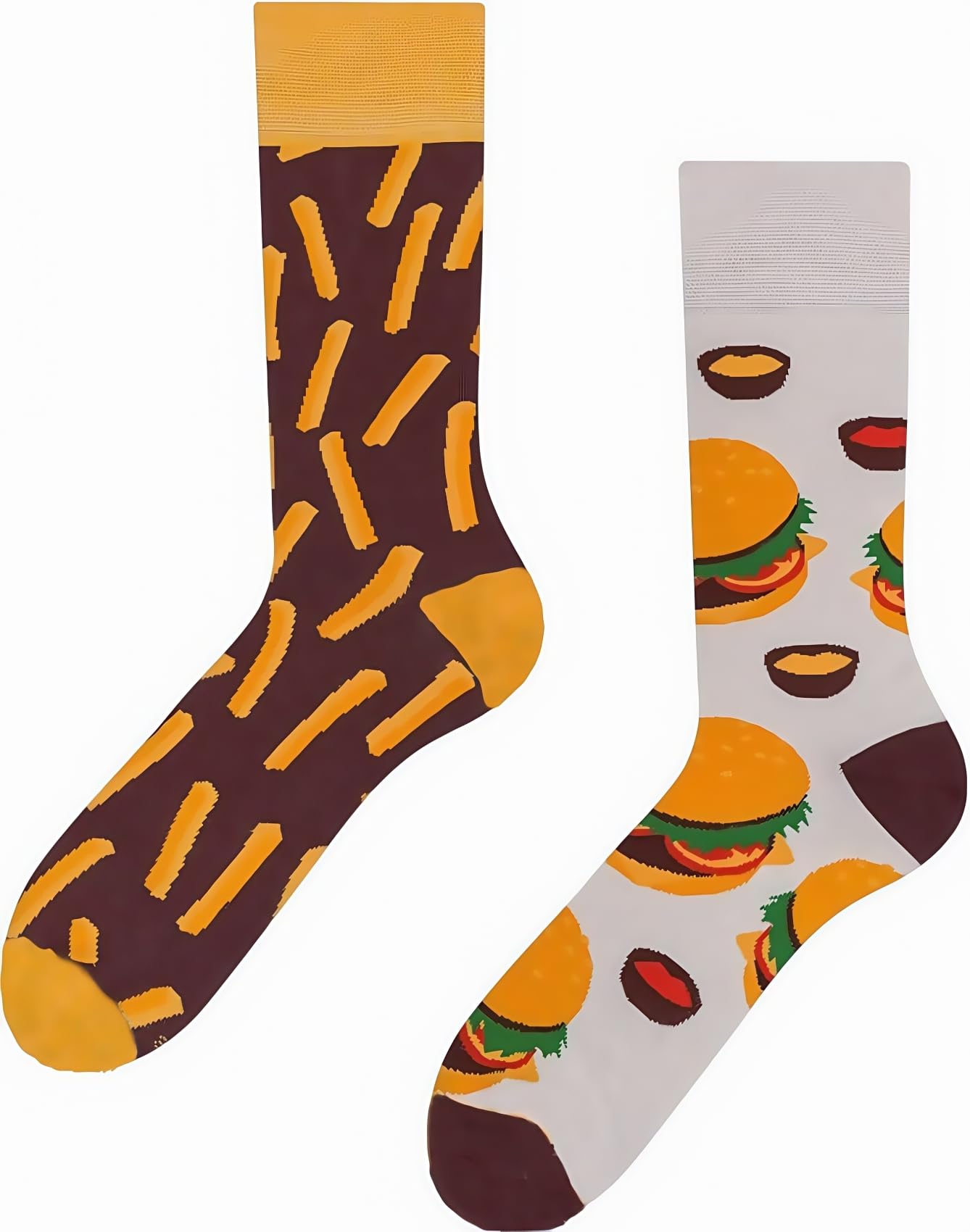 Crazy Socks Snack & Junk Food Themes, Funny Silly Novelty Crew Socks Gift for Men Women Fries