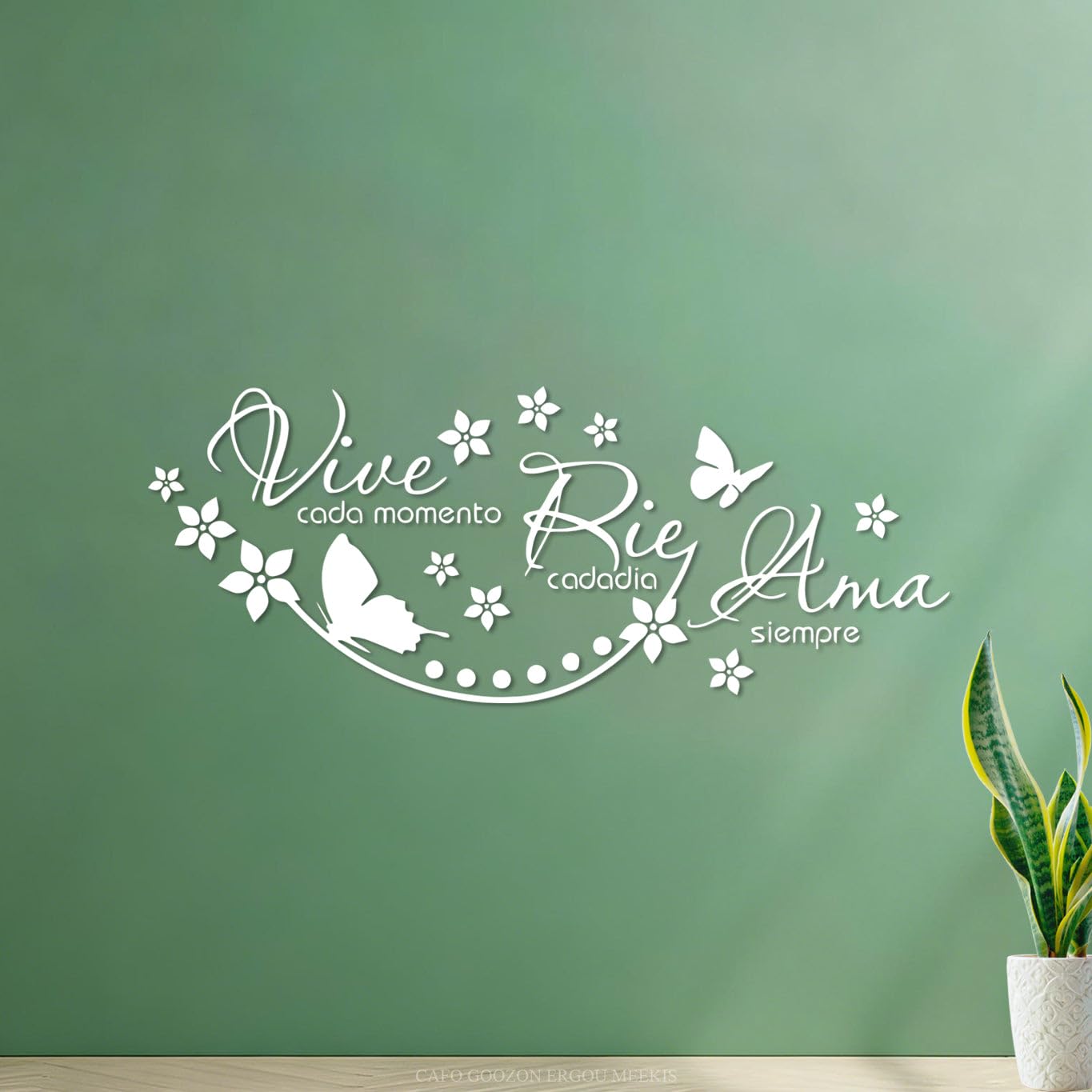 Spanish Says Vive CADA Momento RIE CADA Dia AMA Iempre Life Wall Decals PVC 28x70.5cm Art Mural Painting White