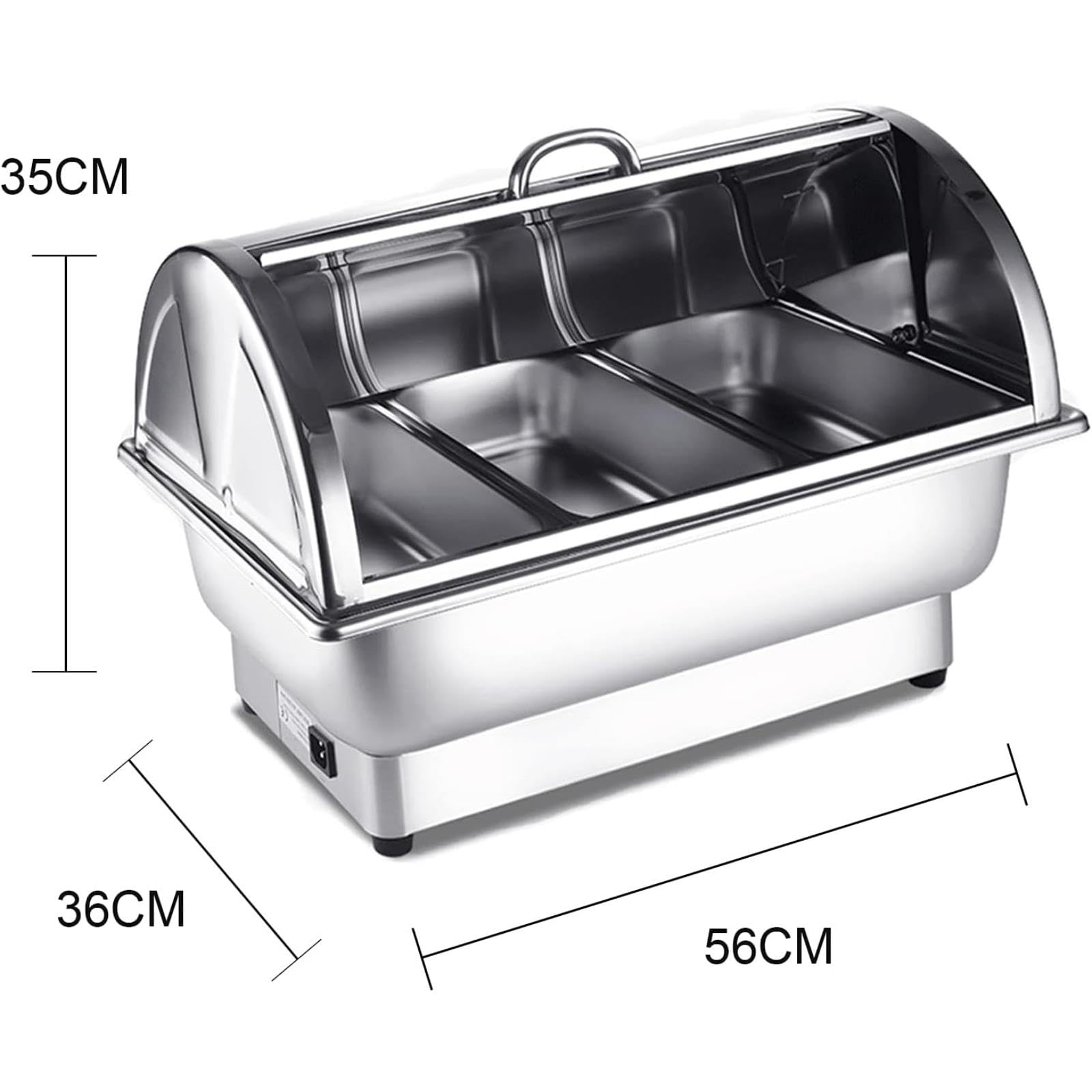 Scaldavivande Elettrici per Buffet, Set da Buffet in Acciaio Inox con Coperchio Trasparente in Policarbonato per Alimenti (Invisible GN1/3)