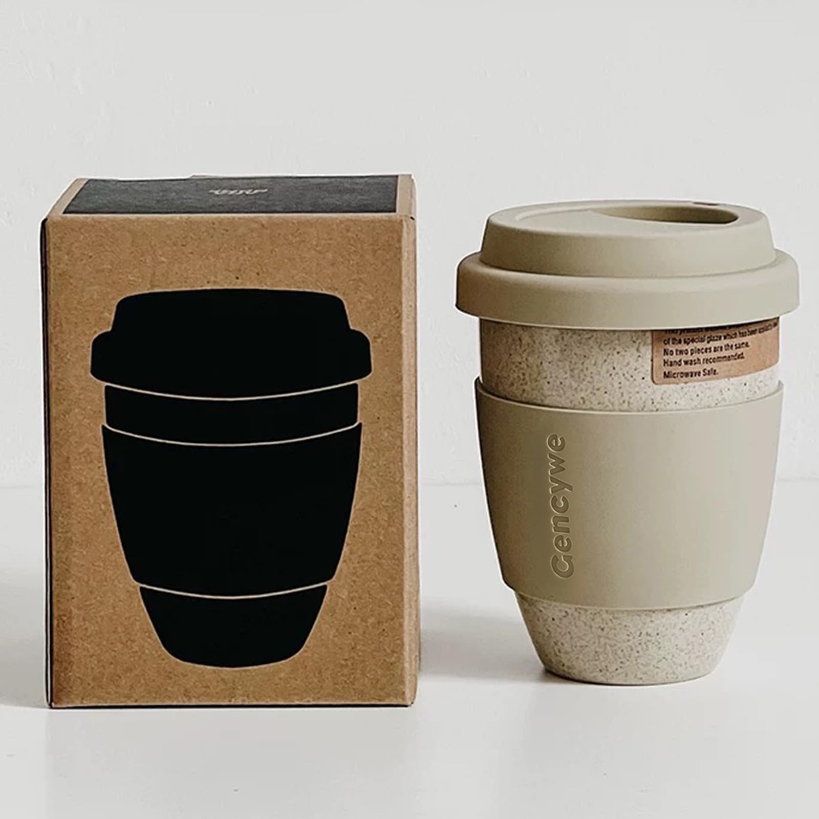 Travel ceramic mugs with silicone lids, 15 oz portable coffee mug, unique coffee mug to go, reusable coffee cups with non-slip sleeve, cappuccino, tea