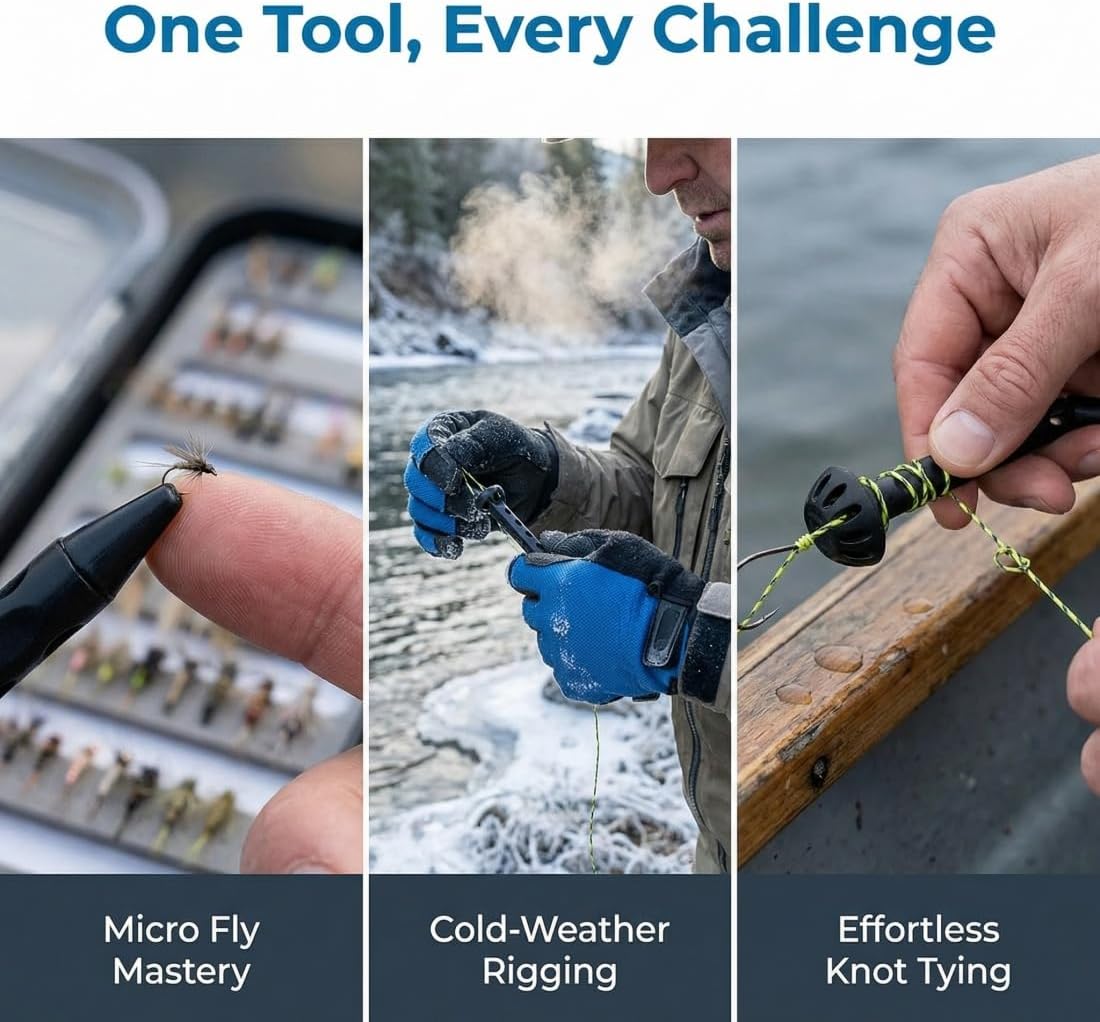 Fly Roost 2.0 Magnetic Fly Threader, Magnetic Fly Threader, Fly Tying Equipment to Easily Rigging Tool & Tippet on Water, Make Tying Simpler & Works with Most Hooks, Tippets, and Fly Styles