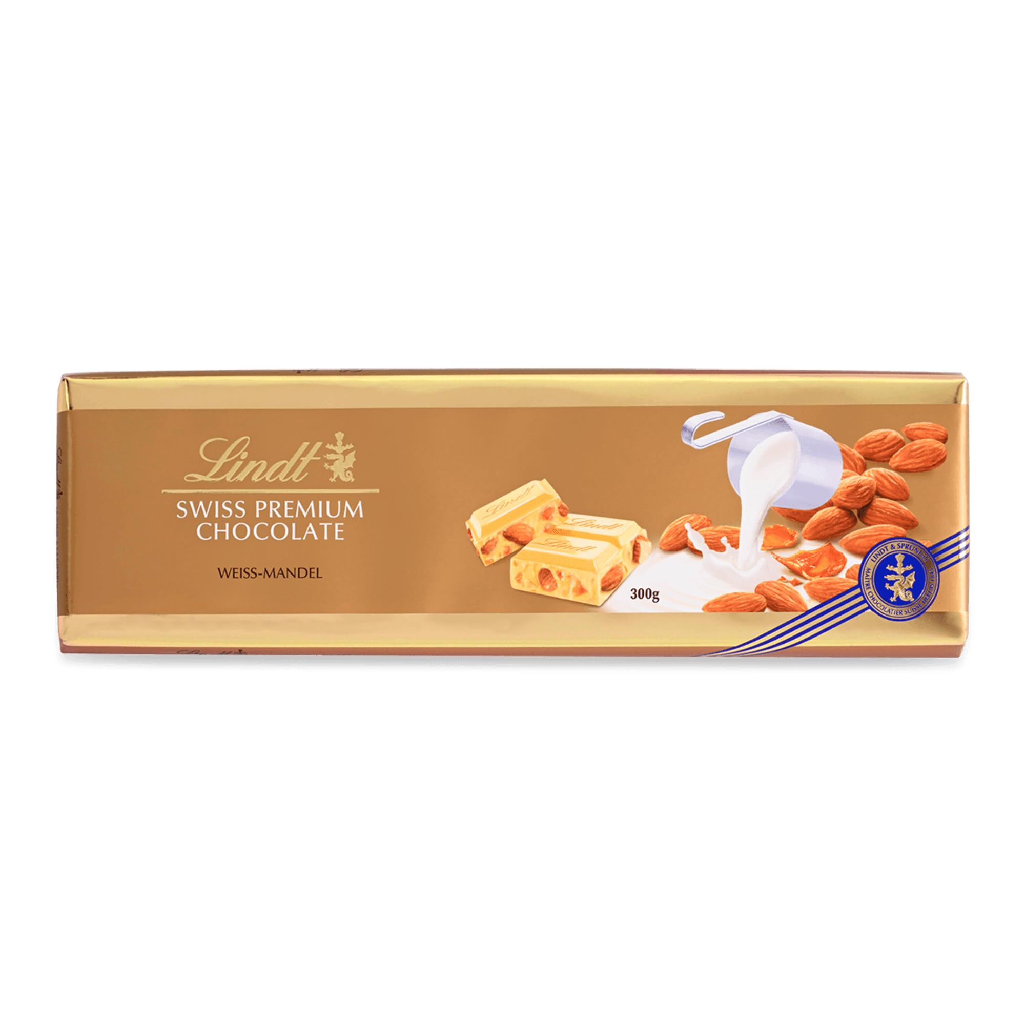 Lindt Schokolade | Weiße Mandel Tafel | 300g | Weiße Schokolade mit ganzen gerösteten Mandeln und Mandel-Krokant | Schokoladen-Tafel