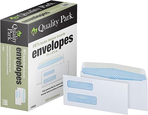 "Quality Park #8 58 sobres de seguridad, doble ventana, autosellado, facturasextractos de QuickBooks, 3-58"" x 8-58"", 24 lb blanco, 500caja disponible en Yaxa Costa Rica