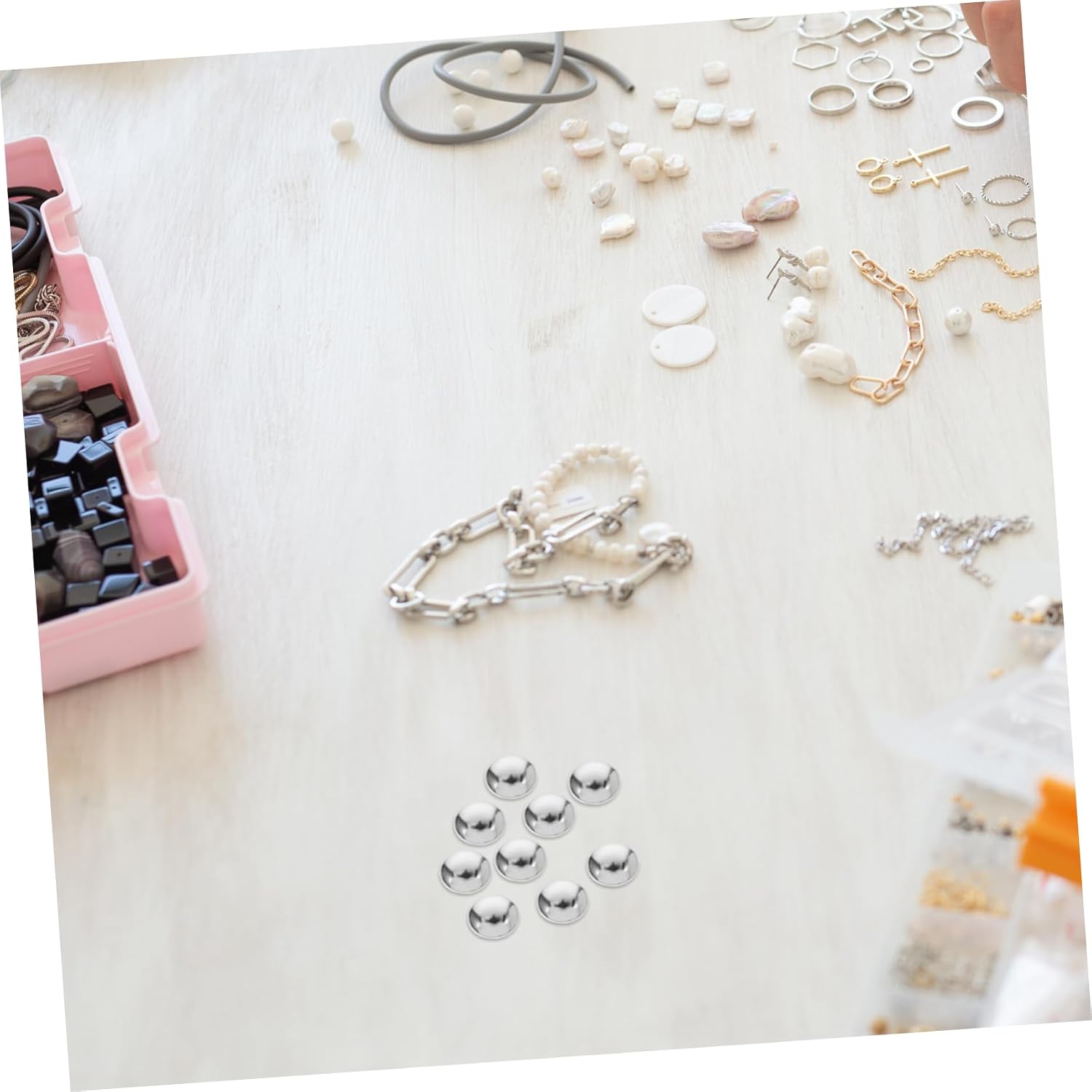 Silver Round Dome Rivets 100pcs Alloy Punk Rock Studs for Crafts