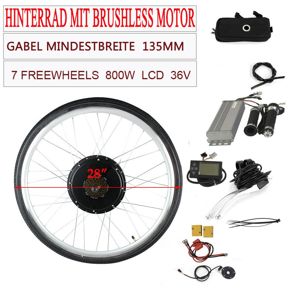 Zestaw do konwersji roweru elektrycznego, 28", 36 V, 800 W, silnik tylny, konwersja z wyświetlaczem LCD, zestaw "zrób to sam" E-Bike