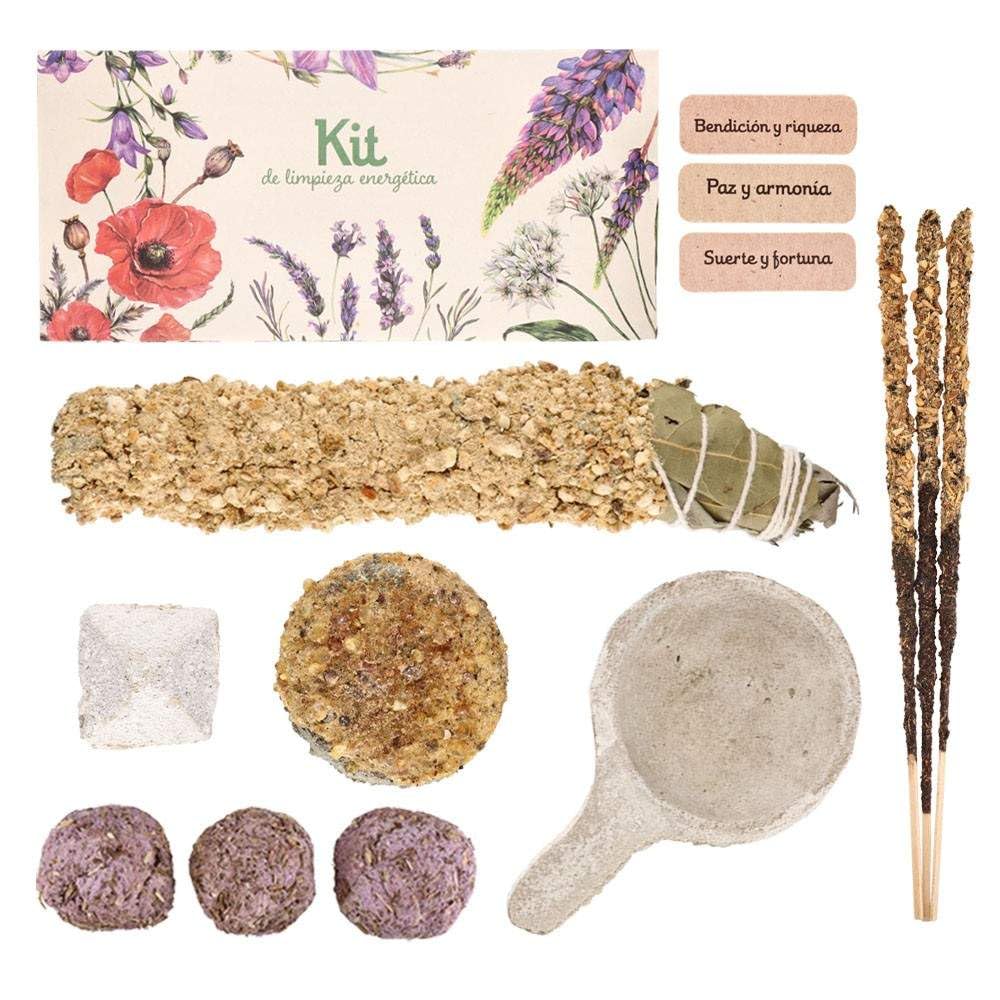 Kit Limpieza Energética Sagrada Madre - Incienso Natural para Purificación, Desintoxicación y Equilibrio Energético - Incluye Varillas, Conos y Carbón - Ideal para Rituales y Aromaterapia