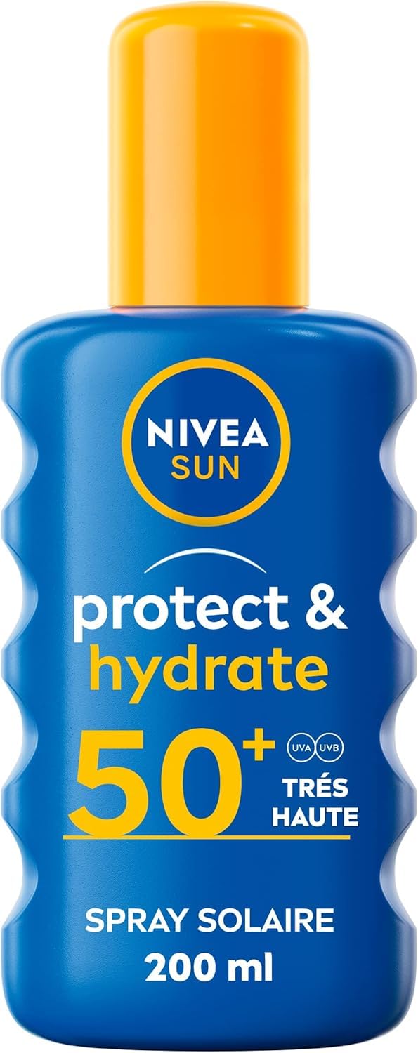 NIVEA SUN Spray Solaire Protect & Hydrate SPF 50+ 200 ml — Crème Solaire résistante à l'eau...