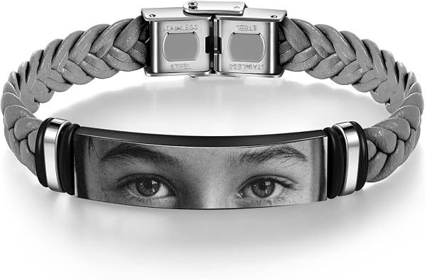 Personalized Eyes Engraved Bracelet - Personalized Lover Eyes Photo Bracelet Custom Couples Photo Bracelets