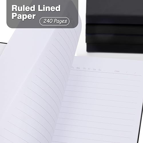 Miniatura 3 de CIXILDTS Paquete de 6 cuadernos rayados, tamaño A5, de tapa dura mediana para escribir 240 páginas, 8.3 x 5.5 pulgadas, cuadernos clásicos con rayas