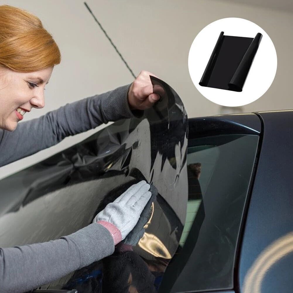 Laminas Para Tintar Lunas Coche Película for ventana de coche de color negro oscuro de 75 cm x 6 m, protección solar, protección de privacidad, pegatina protectora solar UV for verano, películas de ai