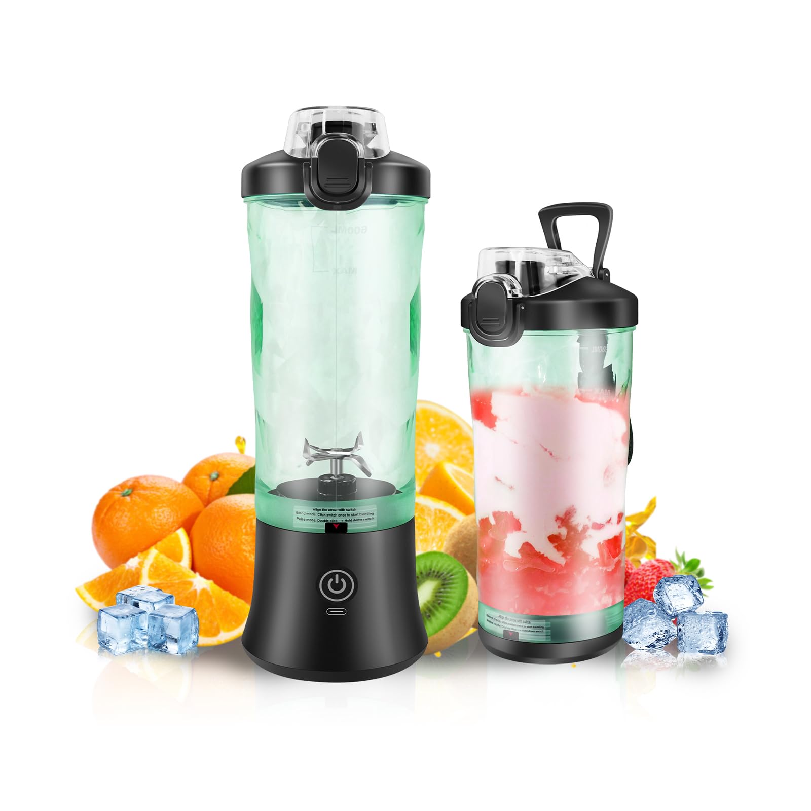Portable Electric Fresh Mini Juicer Cordless Blend Active Personal Fruit Juicer Multi Blender & Smoothie Maker 600ml Blender Mixer Shaker Bottle