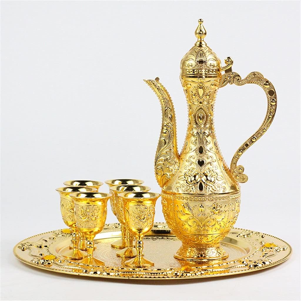 Liquor-Splitting Household Set-up Wine Set Zinc Alloy Household European-Style Metal Liquor Cup Decoration (Color : B) (B)
