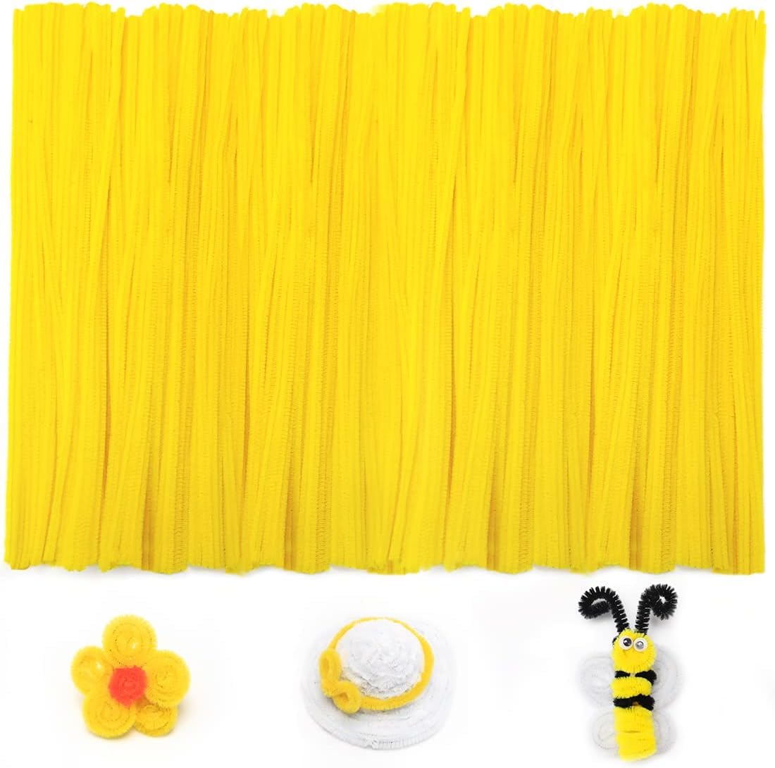 Present 100pc Yellow Pipe Cleaner Art Craft Supplies DIY Projects Decoration and much more (Yellow, 100 pc)-picture-17