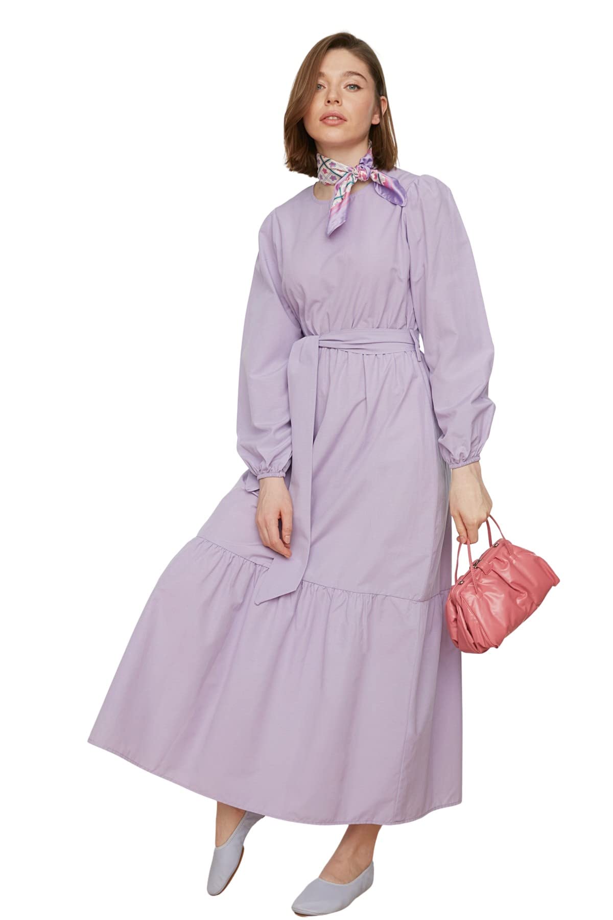 Trendyol Damen Design Maxi Skater Regular Woven Modest Kleider, Flieder, 40