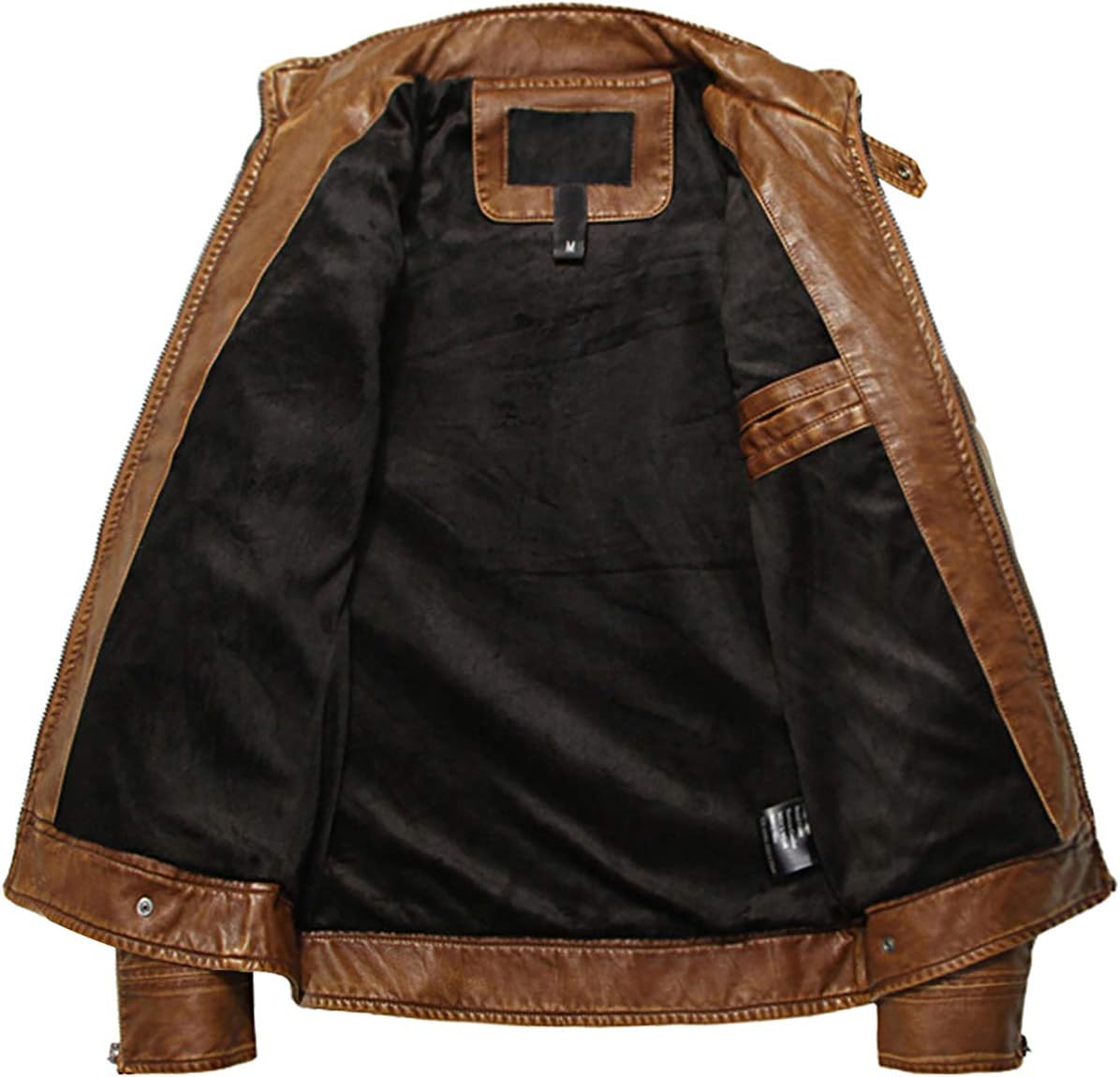 WULFUL Men's Vintage Stand Collar Leather Jacket Motorcycle PU Jacket and Coat - Image 2