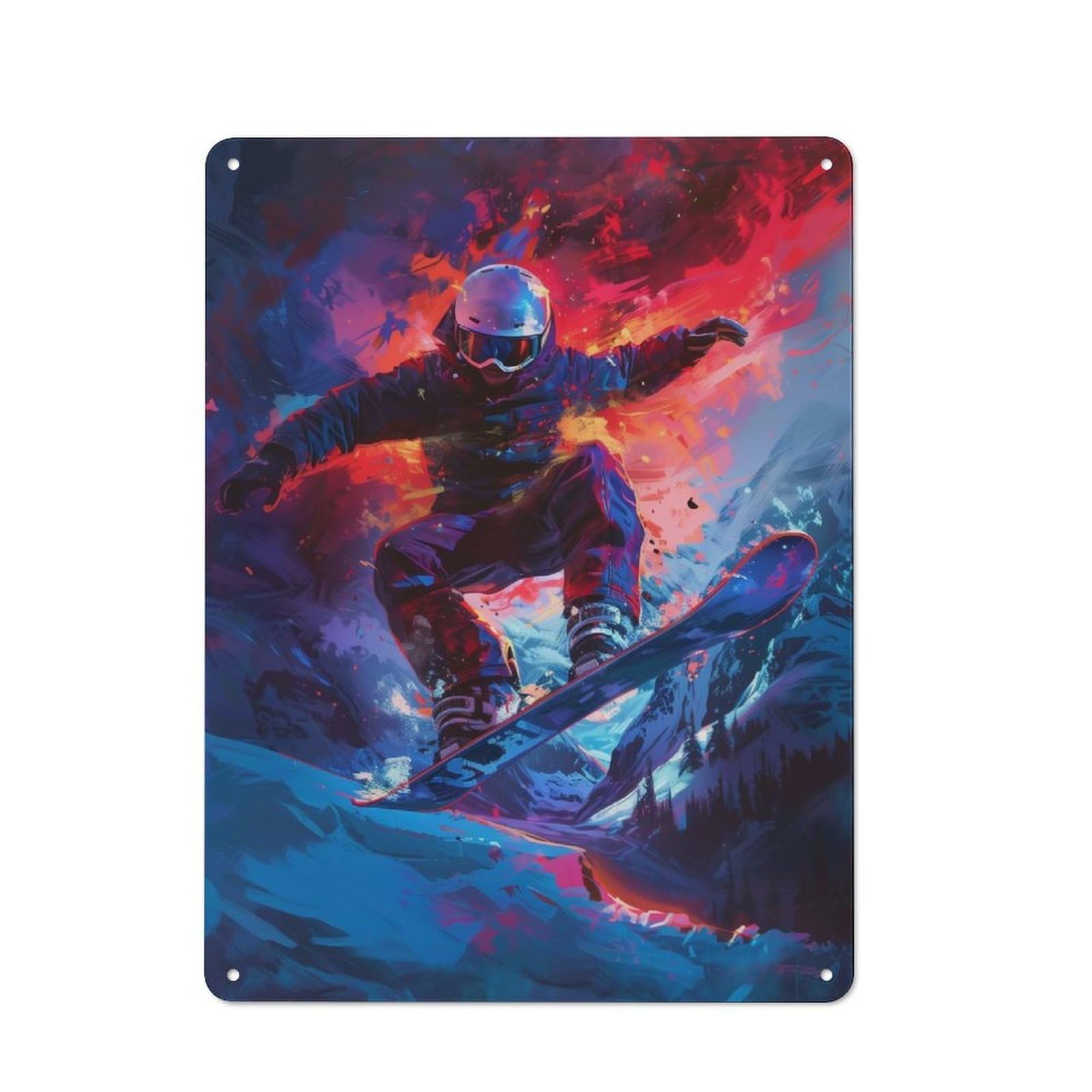 Junmoney Snowboarder In Alpine Industrial-Style Metal Sign 40X30cm For Home Bar Wall, Housewarming Wall Decor For People Furnishing Home Bar
