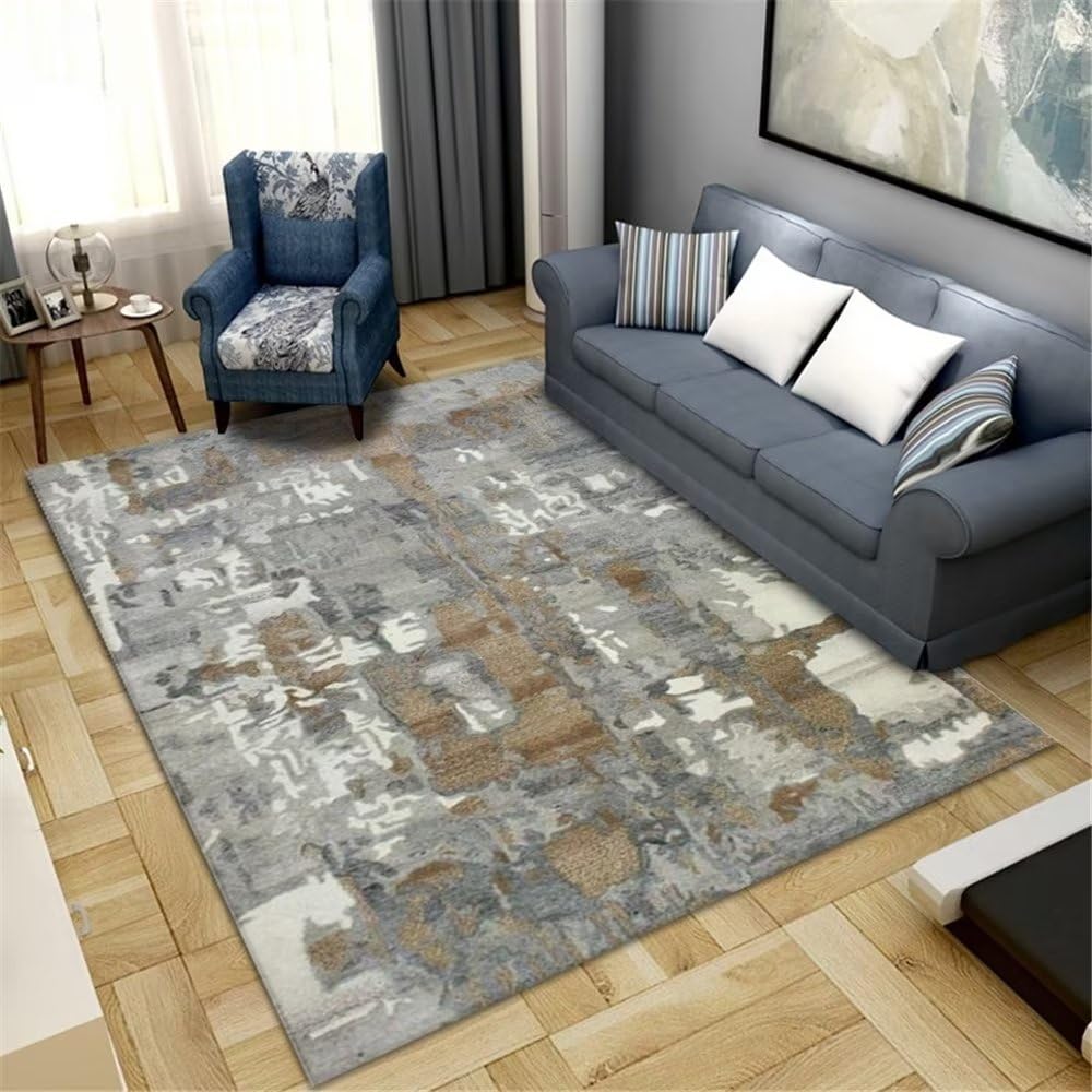 Tapis pas cher pour grand salon et long couloir avec motif abstrait gris