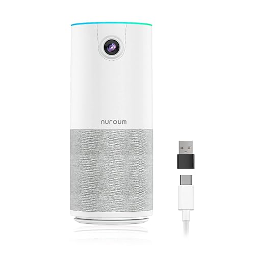 NUROUM C10 1080P Conference Webcam with Microphone Speaker, Portable | 4 Noise Cancelling MEMS Mics, 2MP CMOS Sensor, 90° FOV, 10ft Voice Pickup, Plug and Play, Broad Compatibility