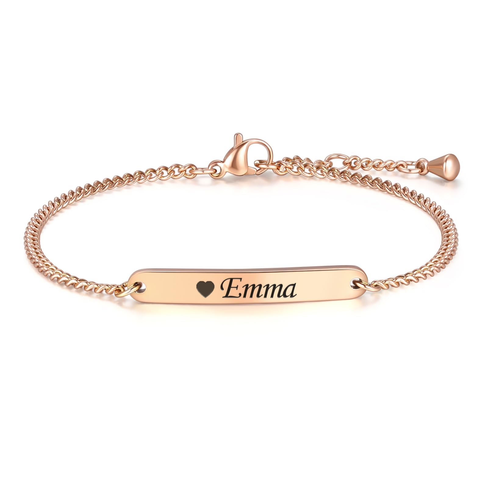 TMT Personalisiertes Armband Damen mit Gravur | Armband mit Namen in Silber, Gold und Rosegold | Mutter Tochter Trauzeugin Freundin Armband | Tolles Geschenk für Frauen Weihnachten, Taufe, Geburtstag
