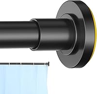 CorkLatta Black Adjustable Shower Curtain Rod 31-80 Inch 1" Stainless Steel Tension Rod - Rust Proof, No Drill Install, 30lb Capacity