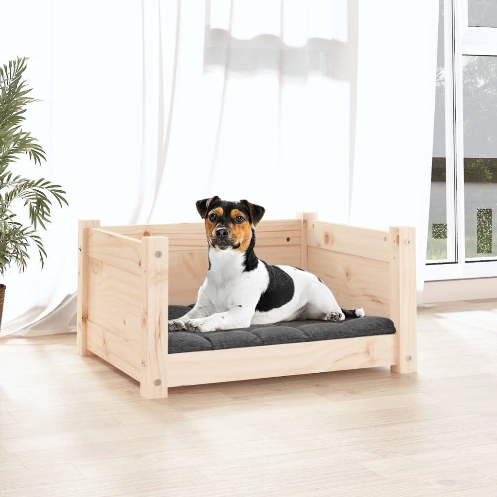 Cama para perro de pino macizo de 55,5 x 45,5 x 28 cm, antideslizante, resistente, con cojín para perros desenfundable y acogedor, ideal como cama para cachorros y lugar de dormir para coche