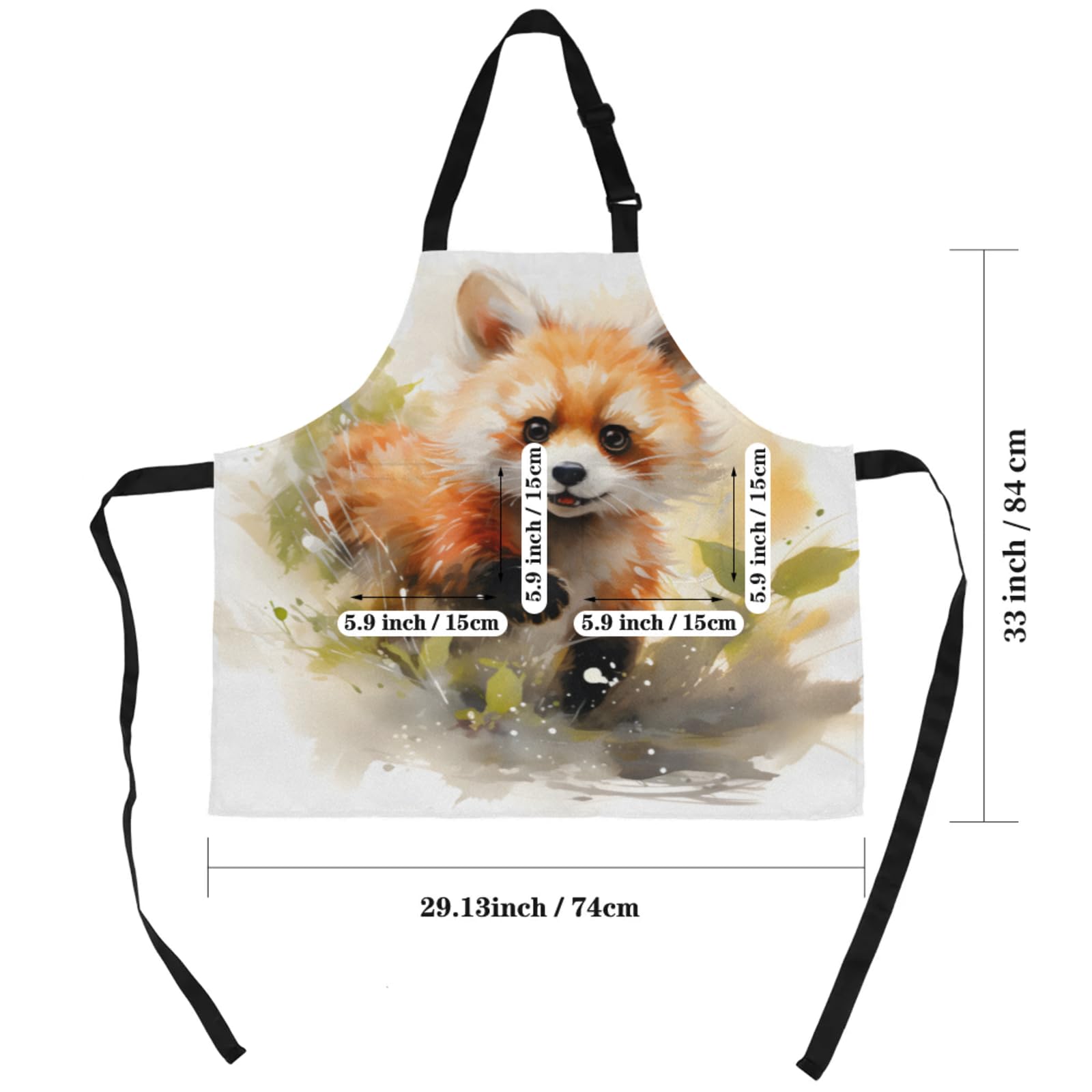 Aglebo Watercolor Raccoons Chef Apron with Pockets Adjustable Shoulder Strap Waterproof Cooking Apron for Kitchen Baking Gardening Pottery Painting