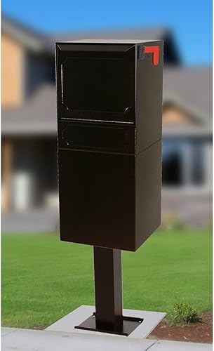 dVault Parcel Protector Vault DVU0050 Locking Mailbox with Top Mount Above Ground Post Included (Black)