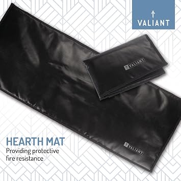 Valiant Fire Resistant Protective Hearth Mat - 98cm x 43cm, Black