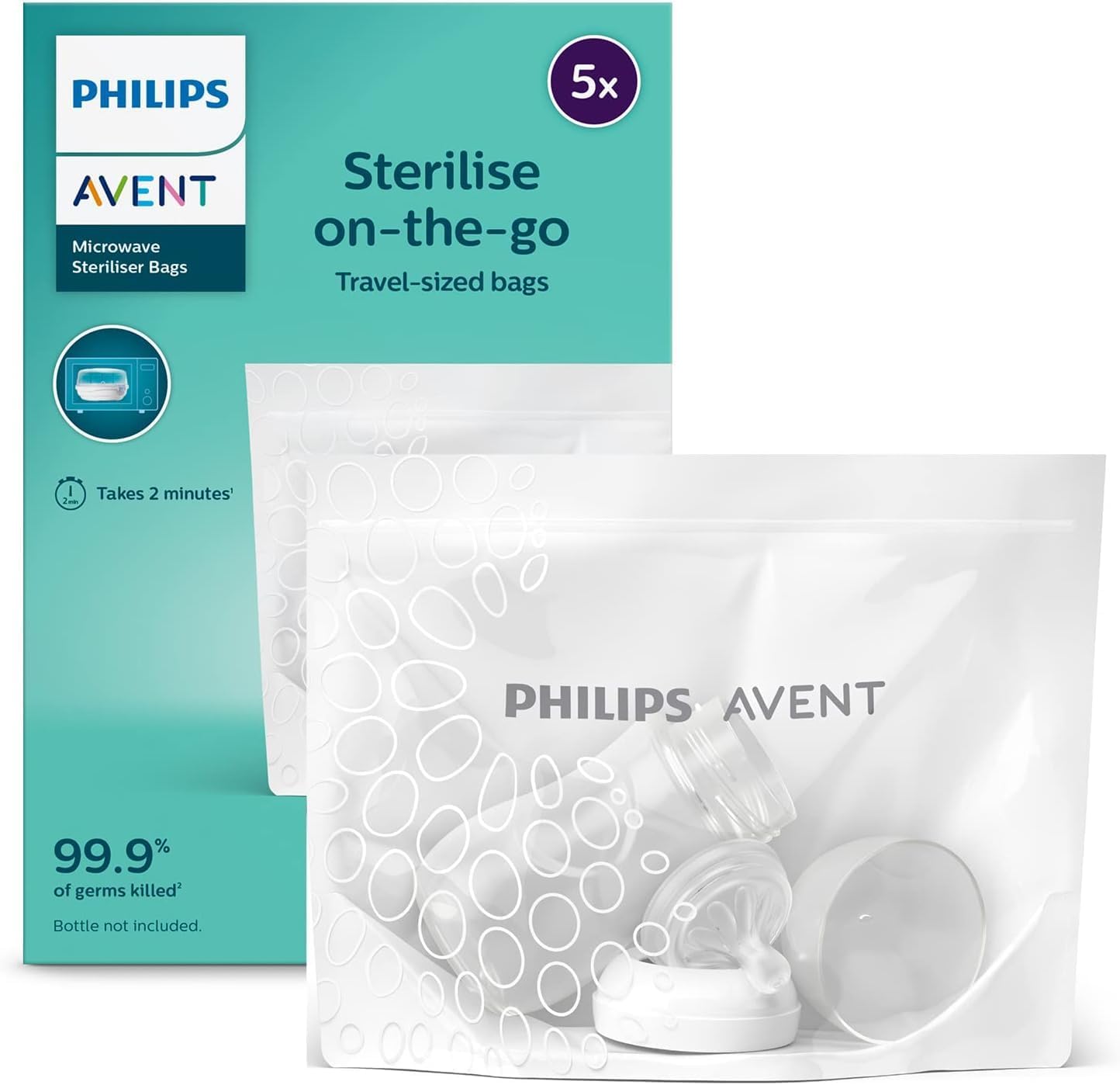 Philips Avent Microwave Sterilizing Bag | Kills 99.9% Germs | Sterilizes Bottles, Breast Pump and Baby Products in 90 Sec | 100 Sterilization Cycle in One Pack | Pack of 5 Bags (White) | Scf297/05-image-6
