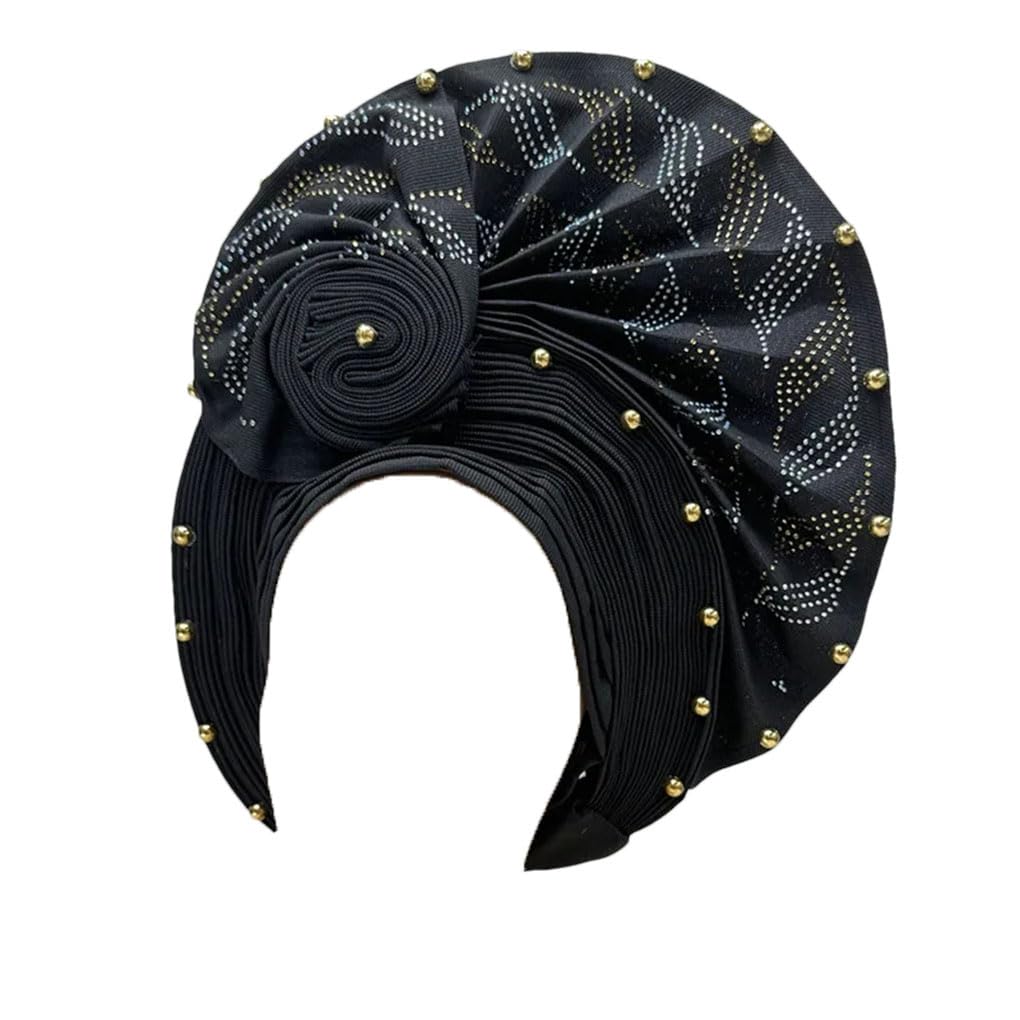 Afrikanische nigerianische Gele Elegante Kopfbedeckung mit Steinen Stirnband Turban Kopftuch Kopfbedeckung Auto Gele Hüte