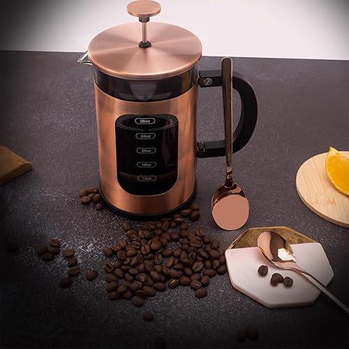 Miniatura 3 de Cafetera de prensa francesa, 8 tazas de 34 onzas, prensa de café de acero inoxidable 304 con 4 pantallas de filtro, vidrio de borosilicato