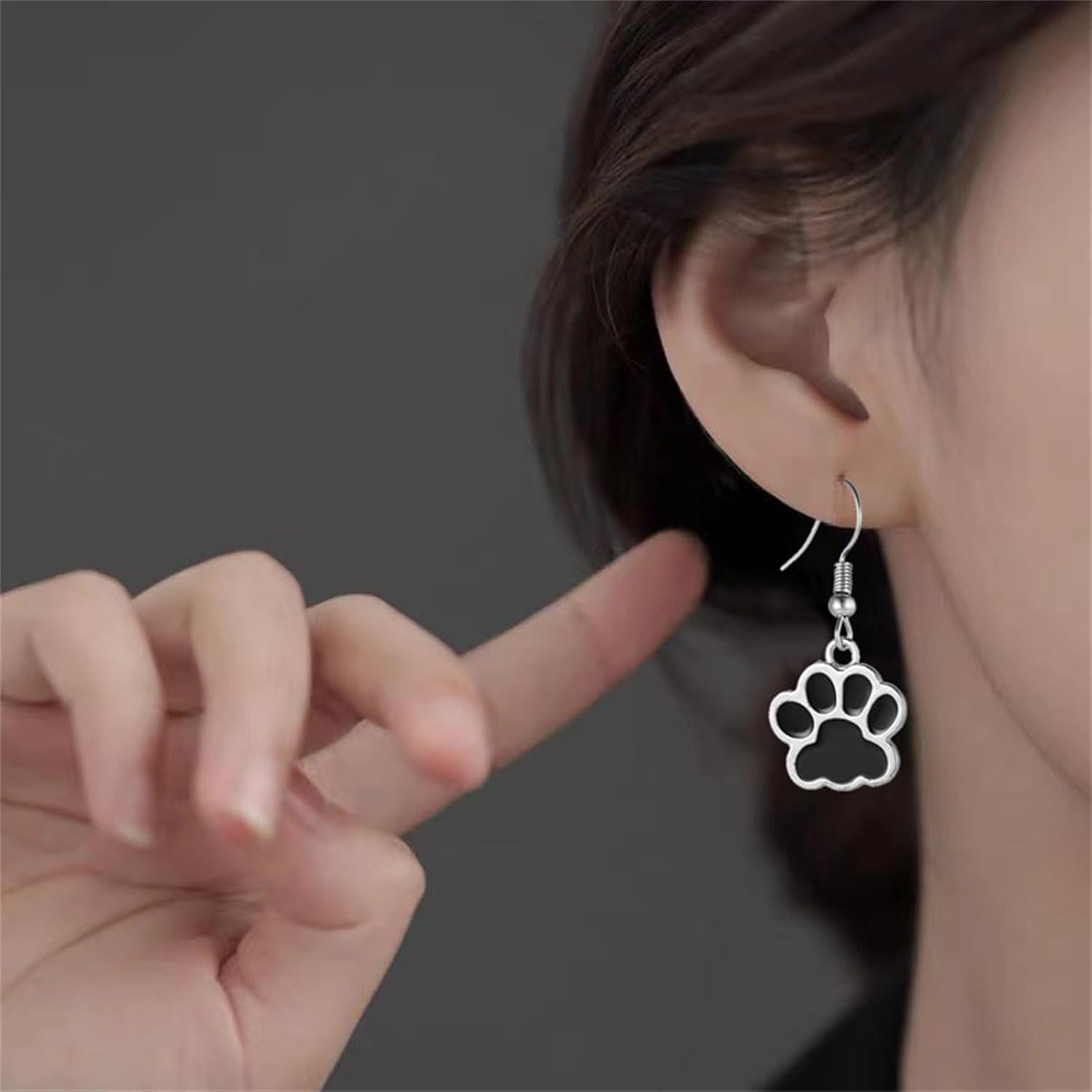 coadipress Stainless Steel Cute Cat Dog Paw Enamel Filled Dangle Drop Earrings for Women Charm Kawaii Lovely Animal Paw Earring For Dog Cat Lovers - Image 3