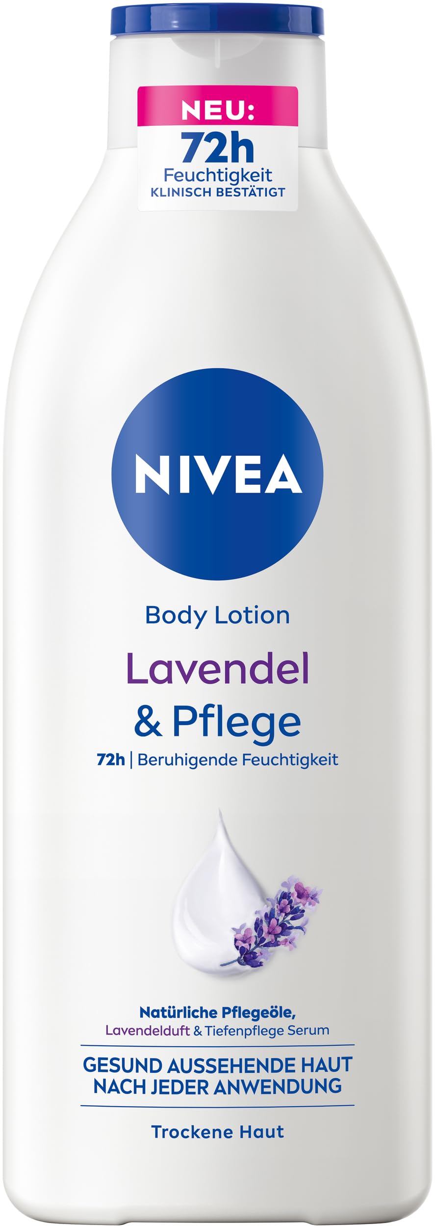 NIVEA Balsam do ciała, lawendowy i pielęgnacyjny, krem do ciała o zapachu lawendy i głębokiej pielęgnacji serum do 72 h nawilżenia, balsam do ciała z olejkami pochodzenia naturalnego (400 ml)