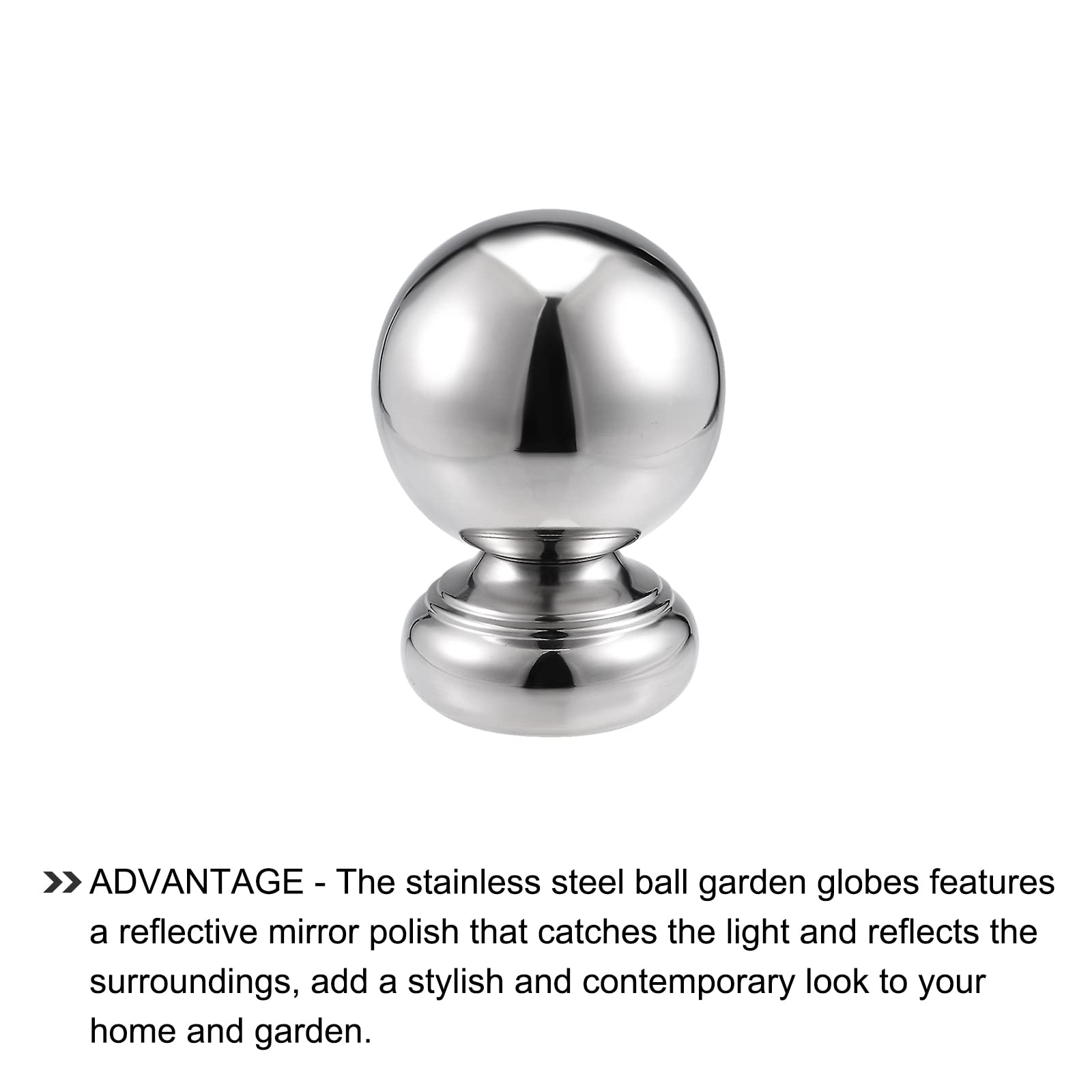 METALLIXITY Hollow Cap Ball Spheres (97mm/3.82") 1pcs, Stainless Steel Fence Post Caps Ball Dome - for Handrail Stair, Silver Tone - Image 4