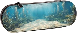 Submarine landscape Leather Multi Slot Pen Storage Case | Submarine Landscape Waterproof Microfiber Portable Multi-Use Organizer For Travel Daily Work