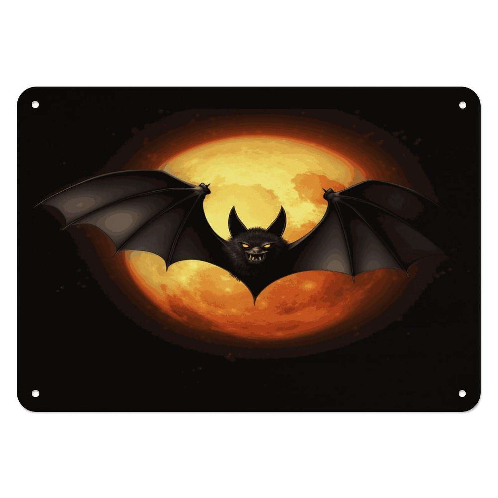 Btcowzrv Style Halloween Bat Metal Sign, 5.5" X 7.9" Tin Wall Decor, Wall Art Plaques For Home Wedding Decor Room Living Room Decoration