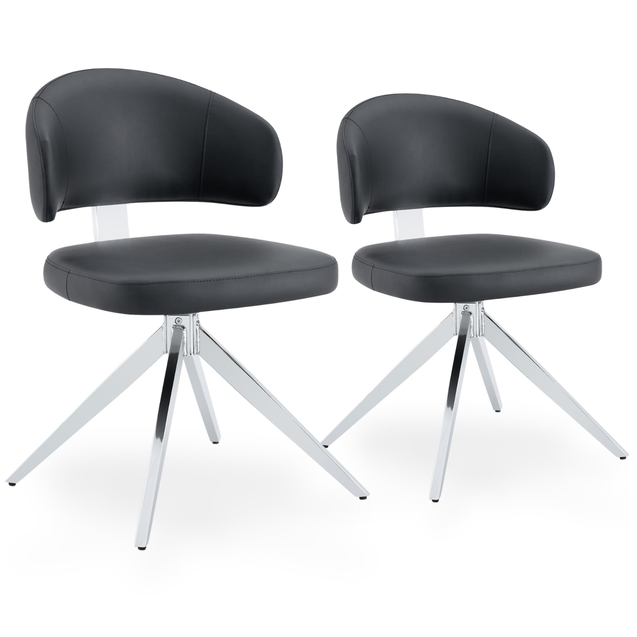 Juego de 2 sillas de comedor giratorias con respaldo acolchado