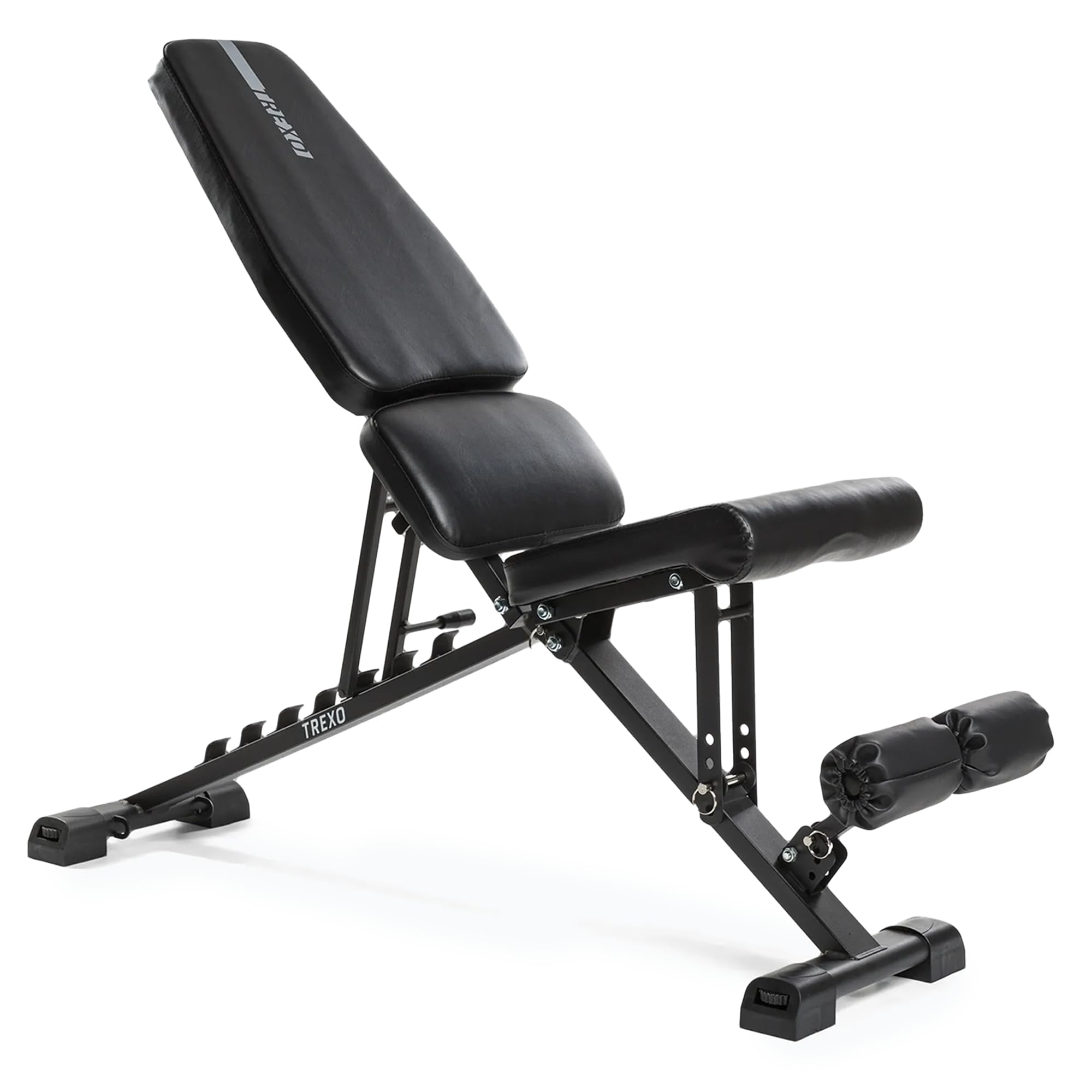 TREXO Panca regolabile | Panca multifunzione regolabile per allenamento a tutto il corpo, panca inclinata per casa fino a 150/300 kg | Struttura in acciaio | Allenamento di forza, Fitness | Nero