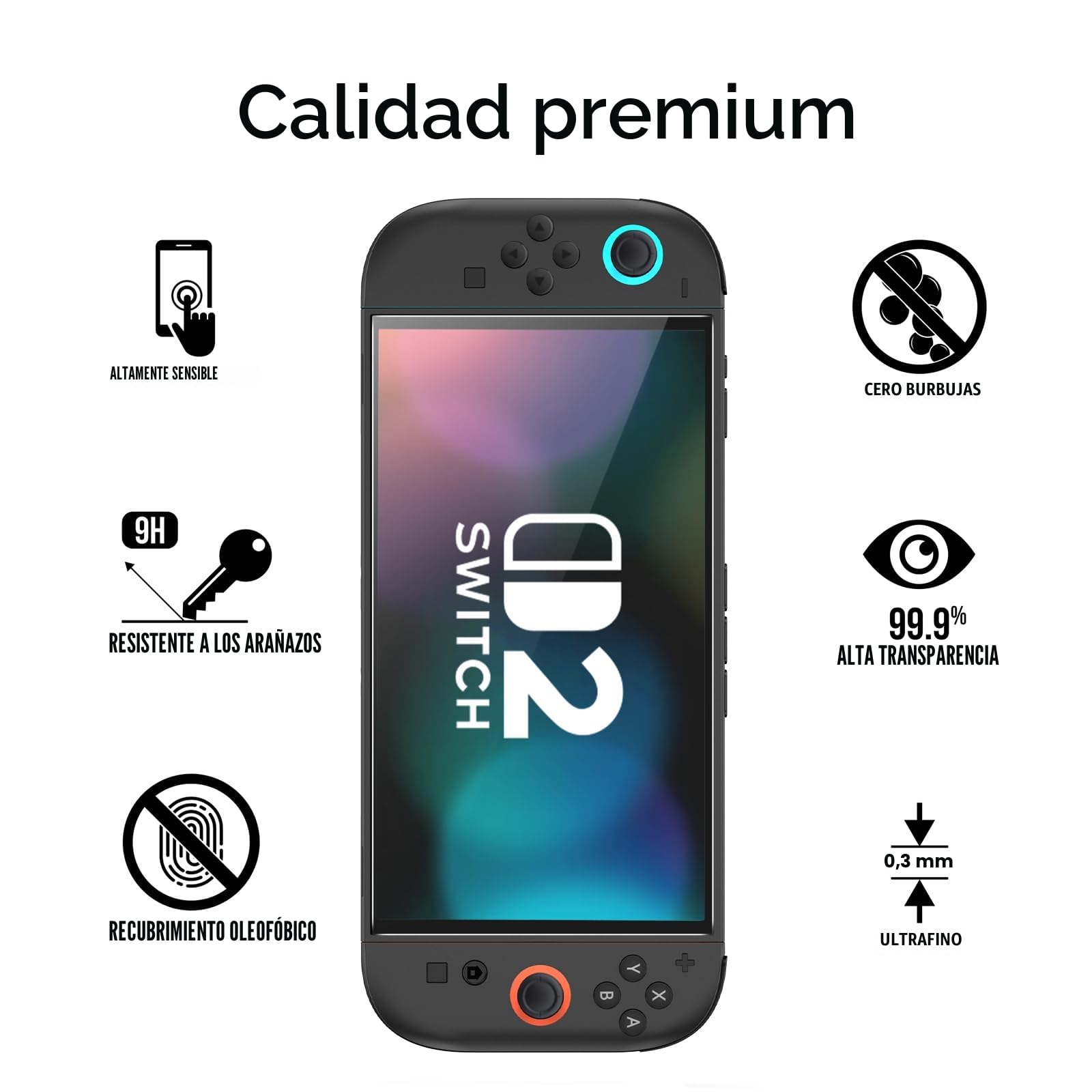 amFilm OneTouch Protector de Pantalla de Vidrio Templado para Nintendo Switch 2 Modelo 2025 - Con Kit de Alineación Automática, Sin Burbujas [2 Piezas]