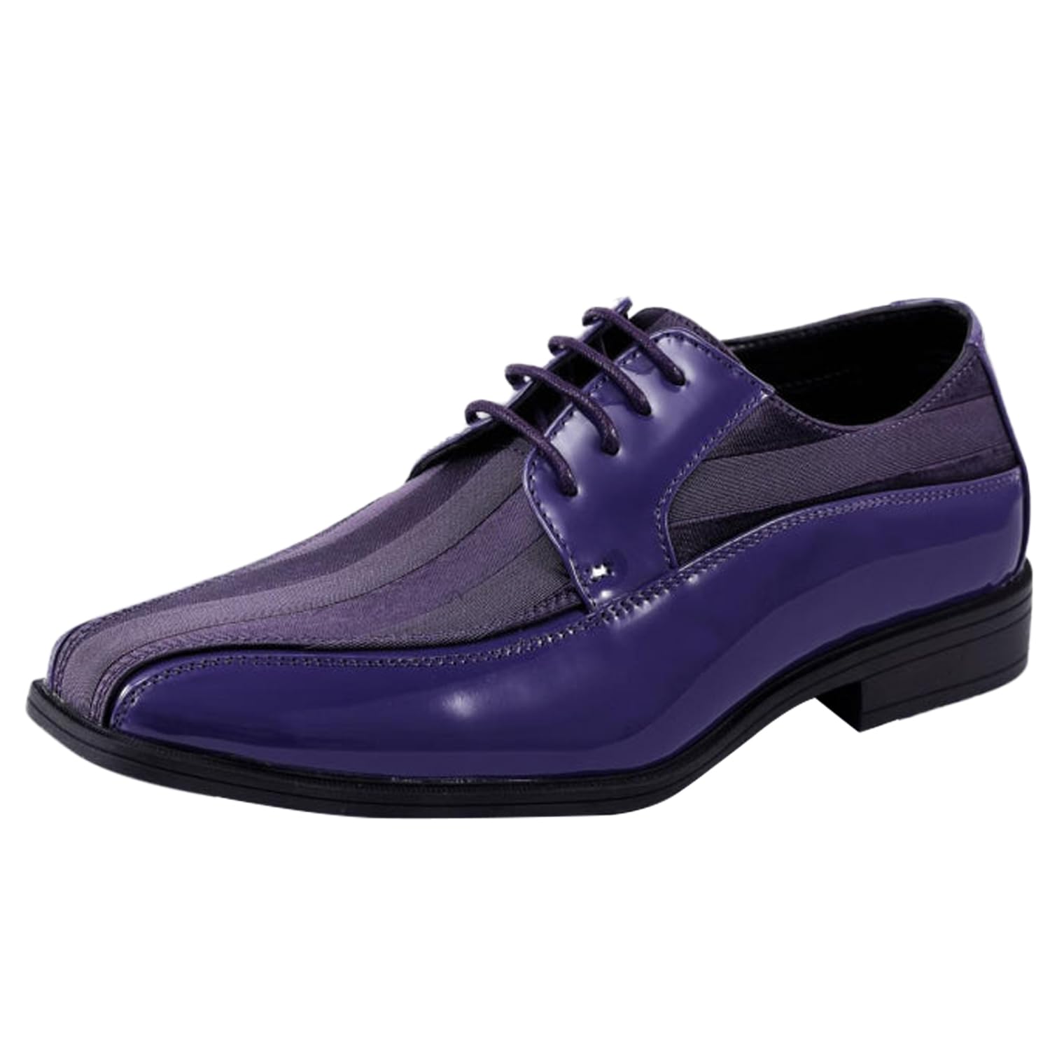 Viotti 179, Casual Dress Oxford Shoes for Men, Satin Striped Lace-Ups, Men's Business Casual Leather & Satin Shoe, for All Formal Occasions