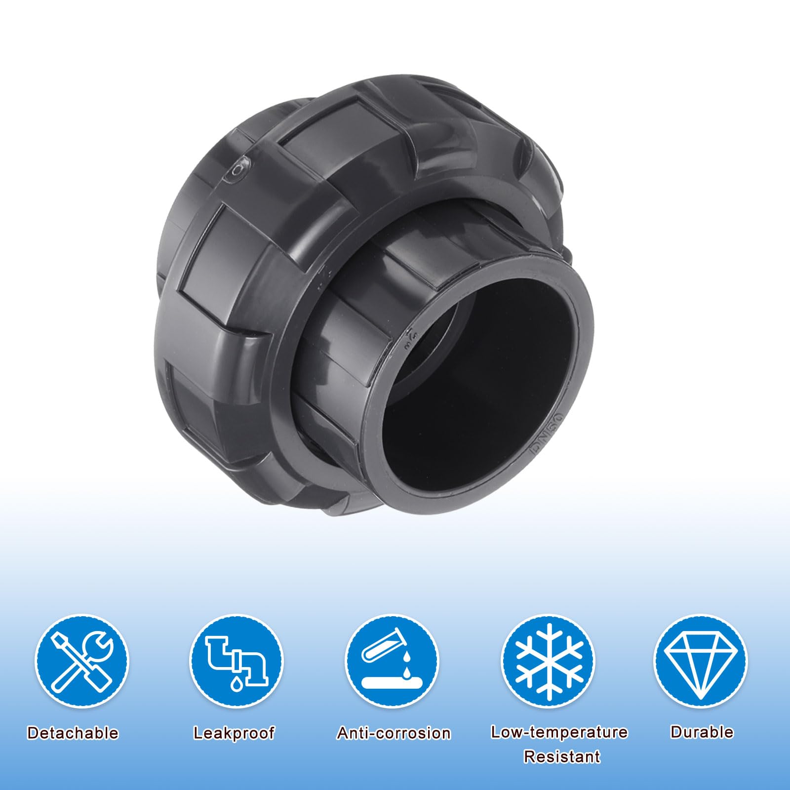 QUARKZMAN Złączki rurowe PVC Union 2" złącze wtykowe do węża wysokiej jakości meble do węża ogrodowego basen hydraulika zewnętrzna ciemny szary 4 szt