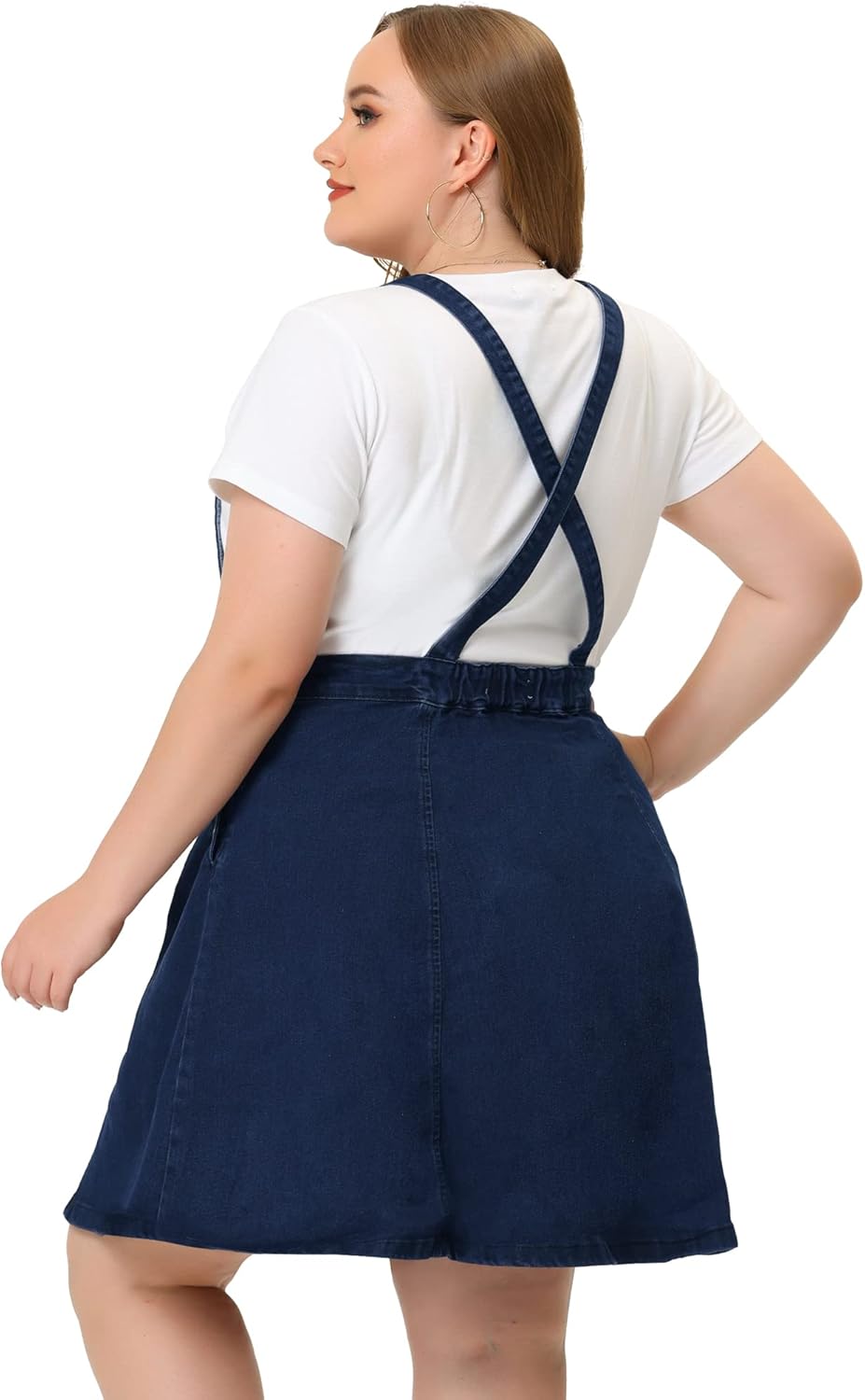 Agnes Orinda Denim Overall Dress for Women Plus Size Adjustable Strap Sleeveless Pinafore Jean Romper Dresses with Pockets - Image 4