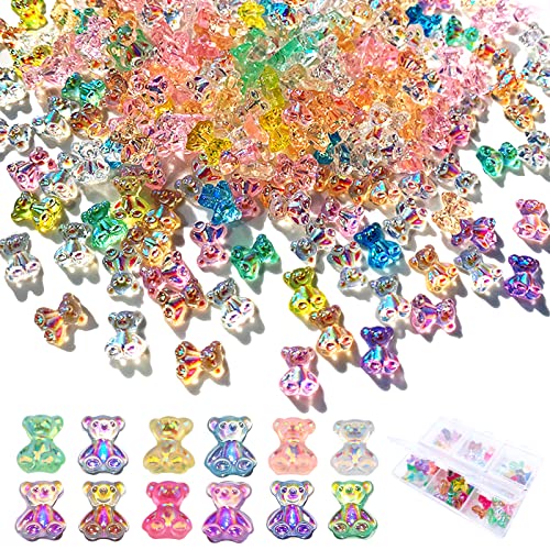 Bling World 80PCS 3D Cute Gummy Bear Resin Nail Art Decoration, Candy Gummy Acrylic 3D Bear Nail Charms, Colorful Cute Resin Bear Shaped Nail Charms Art Accessories for Nail Art Designs