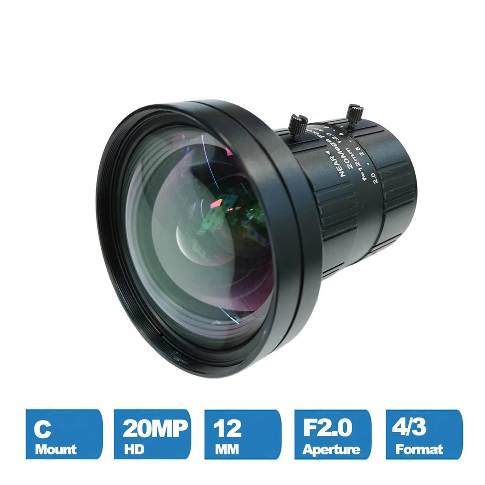 wangzhch HD Industrial CCTV Lens 20 Megapixel C Mount 12mm 4/3