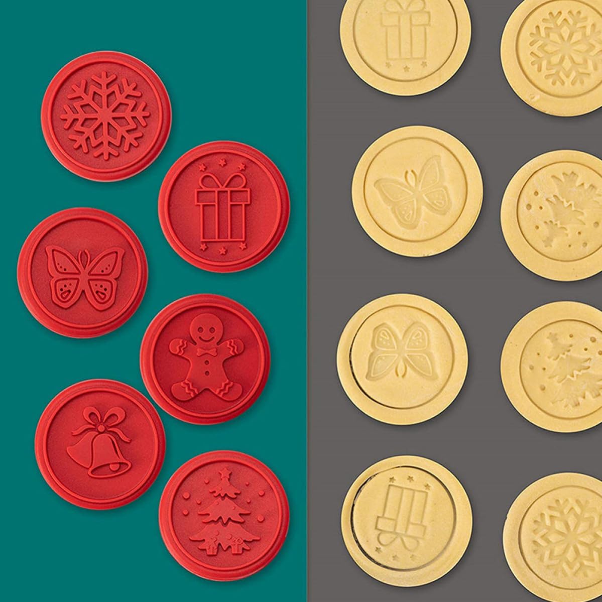 5 Ensembles Emporte-pièce Décoratif pour Biscuits en Silicone, Motifs